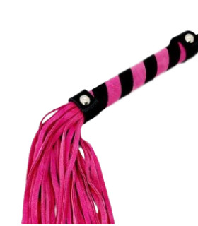 Флогер замшевый IDEA SM в полоску, розово-черный, 38 см - No Taboo