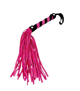 Флогер замшевый IDEA SM в полоску, розово-черный, 38 см - No Taboo