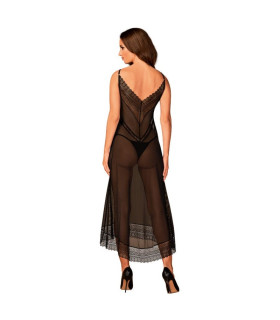 Пеньюар сексуальний довгий XL/XXL Obsessive Estiqua, чорний - No Taboo