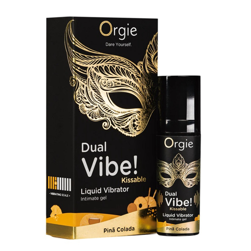 Жидкий вибратор Orgie Dual Vibe!, со вкусом коктейля Пина колада, 15 мл (215236), zoom