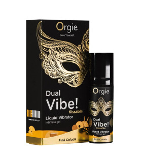 Жидкий вибратор Orgie Dual Vibe!, со вкусом коктейля Пина колада, 15 мл - No Taboo