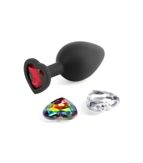 Анальная пробка со сменными кристаллами NS Novelties, силиконовая, черная, 7 х 3.5 см - No Taboo