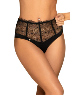 Сексуальні стрінги XXL Sharlotte Obsessive, з мереживом, чорні - No Taboo