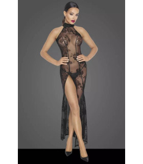 Платье длинное сексуальное с узорами S F239 Noir Handmade, черное - No Taboo