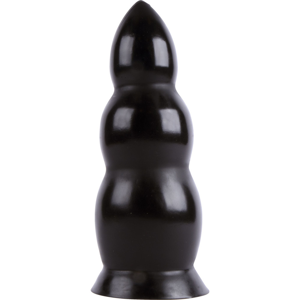 Анальна пробка гігантська All Black, рельєфна, чорна, 23 х 8 см (214144), zoom