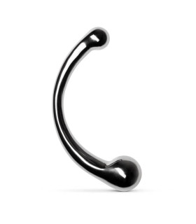 Фаллоимитатор двухсторонний Curvey Sinner, металлический, серебряный, 26 х 4/2.5 см - No Taboo