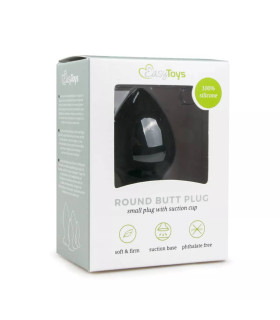 Анальная пробка с присоской Easytoys, силиконовая, черная, 8.5 х 4 см - No Taboo