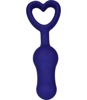 Анальная пробка с сердечком-стоппером Handsome Miss V, силиконовая, синяя, 11.5 х 2.9 см - No Taboo