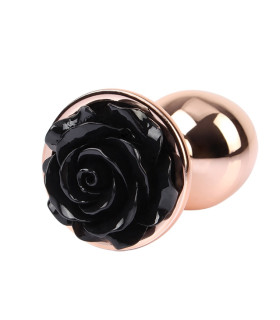 Анальная пробка с розой на стоппере S Evil Rose Chisa, металлическая, золотая, 7.8 х 2.7 см - No Taboo