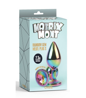 Анальная пробка с кристаллом S Rainbow Gem Chisa, металлическая, разноцветная, 7 х 2.7 см - No Taboo