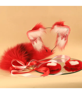 Костюм лисички с анальным хвостом Vixen Sevanda, красный, 3 предмета - No Taboo