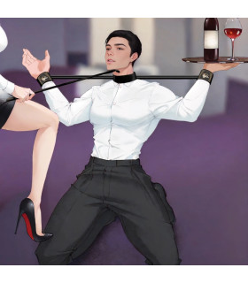 Распорка для рук или ног с ошейником и зажимами на соски UPKO, черная, 105 см - No Taboo