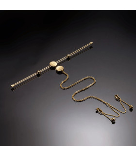 Зажимы для сосков на планке с клипсами-зажимами для клитора и половых губ на цепочке UPKO, металлические, золотые - No Taboo