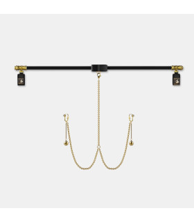 Распорка для рук или ног с ошейником и зажимами на соски UPKO, черная, 105 см - No Taboo