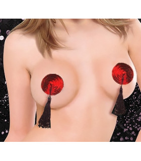 Пэстисы с пайетками и кисточками Sunspice, красные - No Taboo