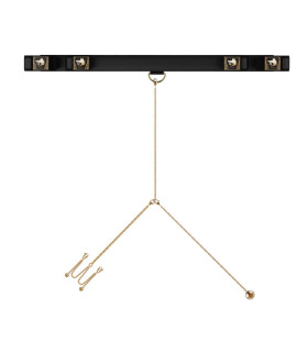 Розпірка для рук і ніг із затискачами для клітора і статевих губ і вагінальною кулькою UPKO, чорна - No Taboo