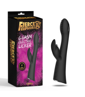 Вибратор-кролик с электростимуляцией G-gasm Chisa, силиконовый, черный, 20 х 3 см - No Taboo