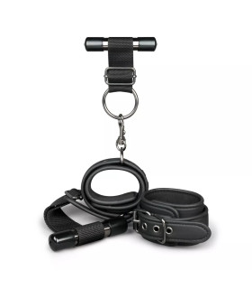 Наручники-фиксаторы для двери EasyToys, экокожа, черные - No Taboo