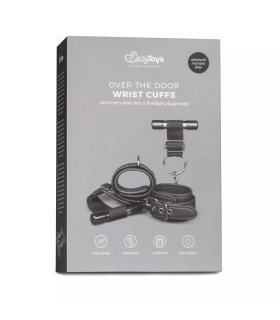 Наручники-фиксаторы для двери EasyToys, экокожа, черные - No Taboo