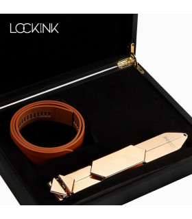 Ремінь з регульованою довжиною Lockink, натуральна шкіра і метал, коричневий - No Taboo