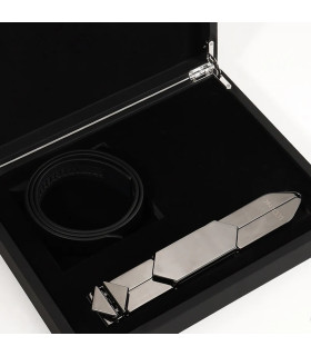 Ремінь з регульованою довжиною Lockink, натуральна шкіра і метал, чорний - No Taboo