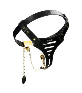 Пояс верности женский с анальной пробкой S Beg & Ask Sevanda, с замком, кожа и металл, черный - No Taboo