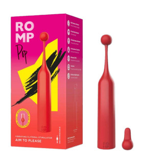 Вибратор для клитора с двумя насадками Romp Pop, красный, 14.3 х 2.4 см - No Taboo