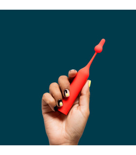 Вибратор для клитора с двумя насадками Romp Pop, красный, 14.3 х 2.4 см - No Taboo