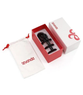 Пояс верности с тремя кольцами и ключом Sevanda, черный - No Taboo