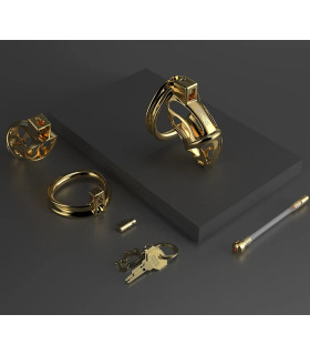 Пояс вірності з трьома кільцями та замком на ключ Sevanda, металевий, золотий - No Taboo