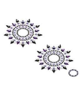 Прикраси зі стразами для грудей Gloria Petits Joujoux, фіолетово-чорні - No Taboo