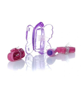 Вибратор-бабочка для клитора, на ремнях, фиолетовый - No Taboo