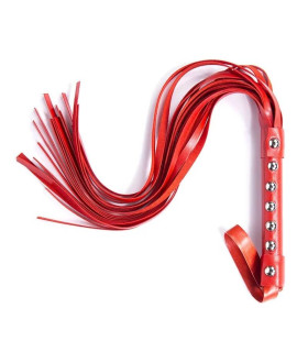 Флоггер с заклепками, экокожа, красный, 55 см - No Taboo