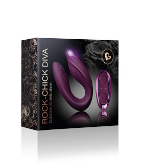 Вібратор для пари з пультом Rock Chick Diva Rocks-Off, силіконовий, фіолетовий, 8.2 х 4.2 см - No Taboo