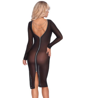 Сукня сексуальна напівпрозора S Cottelli, з блискавкою, чорна - No Taboo