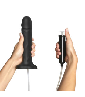 Фаллоимитатор реалистичный с эякуляцией L Strap-On-Me, силиконовый, черный, 17 х 3.5 см - No Taboo