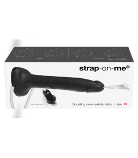 Фаллоимитатор реалистичный с эякуляцией XL Strap-On-Me, силиконовый, черный, 17.8 х 3.9 см - No Taboo