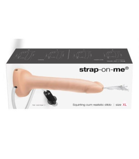 Фаллоимитатор реалистичный с эякуляцией XL Strap-On-Me, силиконовый, бежевый, 17.8 х 3.9 см - No Taboo