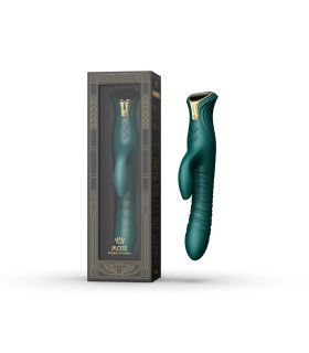 Вібратор-кролик із фрикціями та підігрівом Mose Zalo, силіконовий, зелений, 25 х 3.7 см - No Taboo