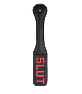 Паддл з написом SLUT, екошкіра, чорний, 31.5 см - No Taboo