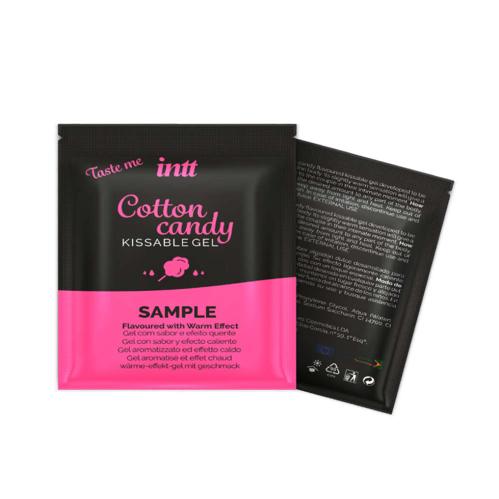 Пробник Масажный гель з разогревом со вкусом сладкой ваты Cotton Candy Intt, 2 мл (215822), zoom