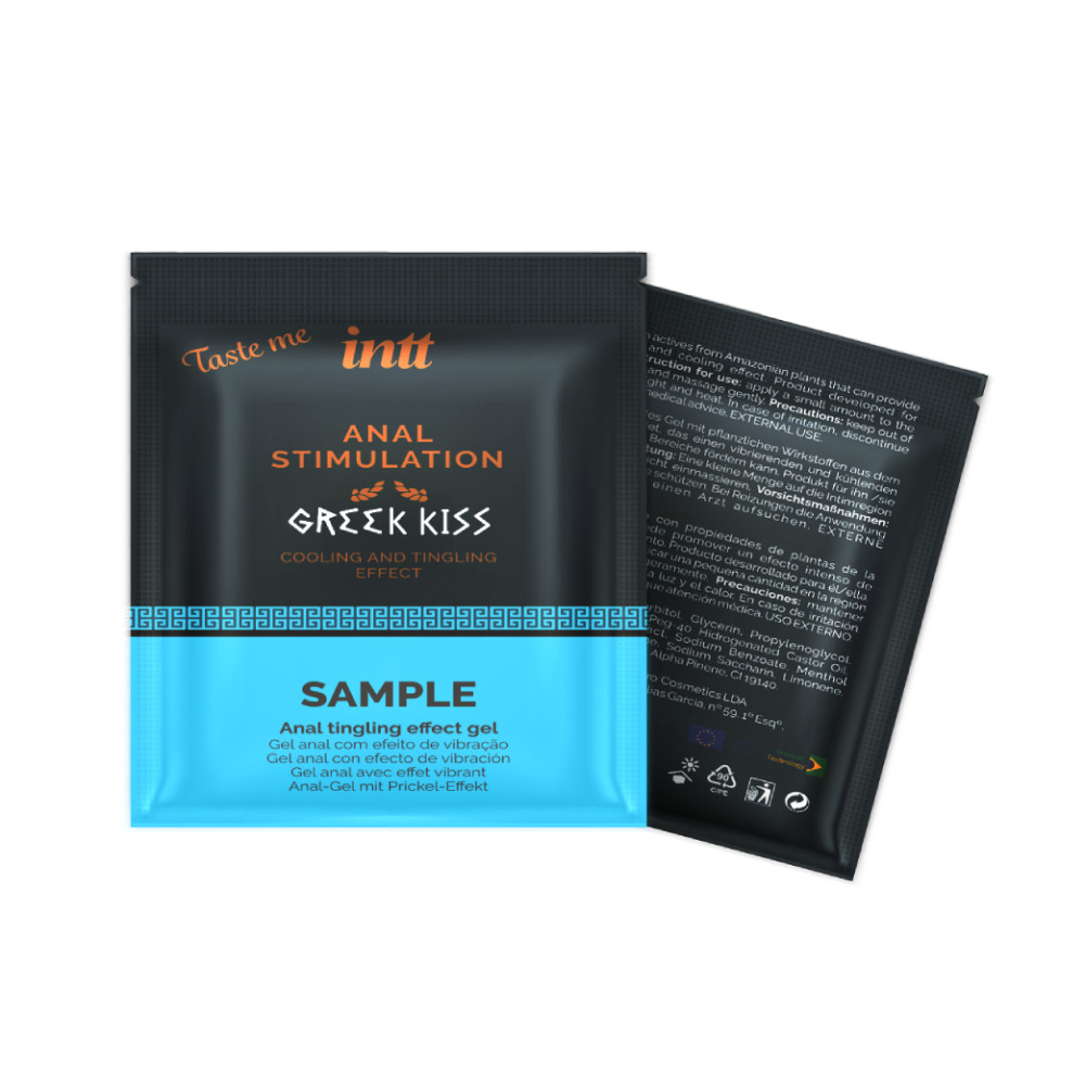 Пробник гель для римминга и анального секса Intt Greek Kiss, с вибрацией и охлаждающим эффектом, 2 мл (215815), zoom