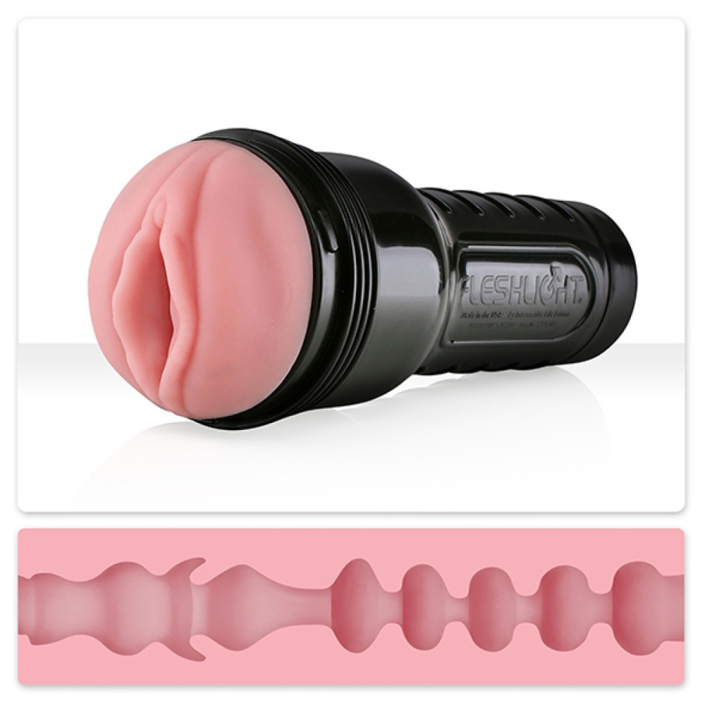 Мастурбатор вагіна в колбі Fleshlight Pink Lady Mini-Lotus, з рельєфом, кібершкіра, бежевий, 25 х 10 см (217980), zoom