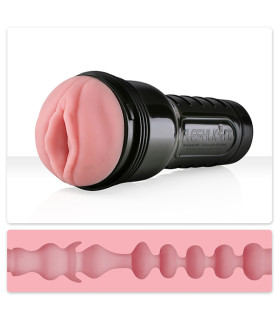 Мастурбатор вагіна в колбі Fleshlight Pink Lady Mini-Lotus, з рельєфом, кібершкіра, бежевий, 25 х 10 см - No Taboo