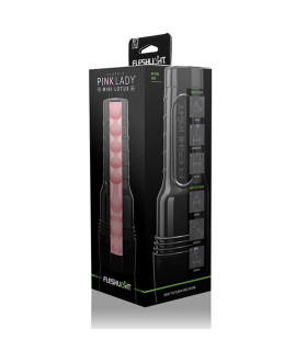 Мастурбатор вагіна в колбі Fleshlight Pink Lady Mini-Lotus, з рельєфом, кібершкіра, бежевий, 25 х 10 см - No Taboo