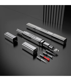 Тіклер-ручка з 5 насадками Lockink, металева, сіра - No Taboo