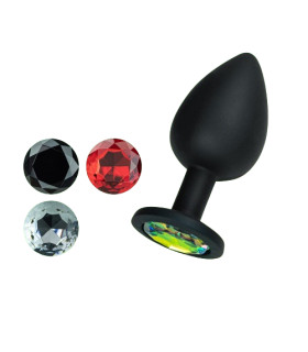 Анальная пробка Crushious Camileo со сменными кристаллами, черная, 7 × 2.7 см - No Taboo