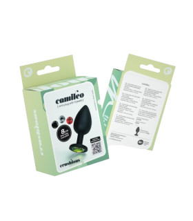 Анальная пробка M Cuore Crushious, со сменными кристаллами, силиконовая, черная, 8 х 3.4 см - No Taboo