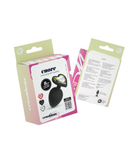 Анальная пробка Crushious Cuore со сменными кристаллами, черная, 8 х 3,4 см - No Taboo