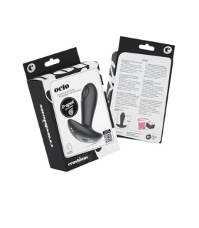 Анальна пробка з вібрацією і поштовхами Octo Crushious, з пультом, силіконова, чорна, 12 х 3.8 см - No Taboo